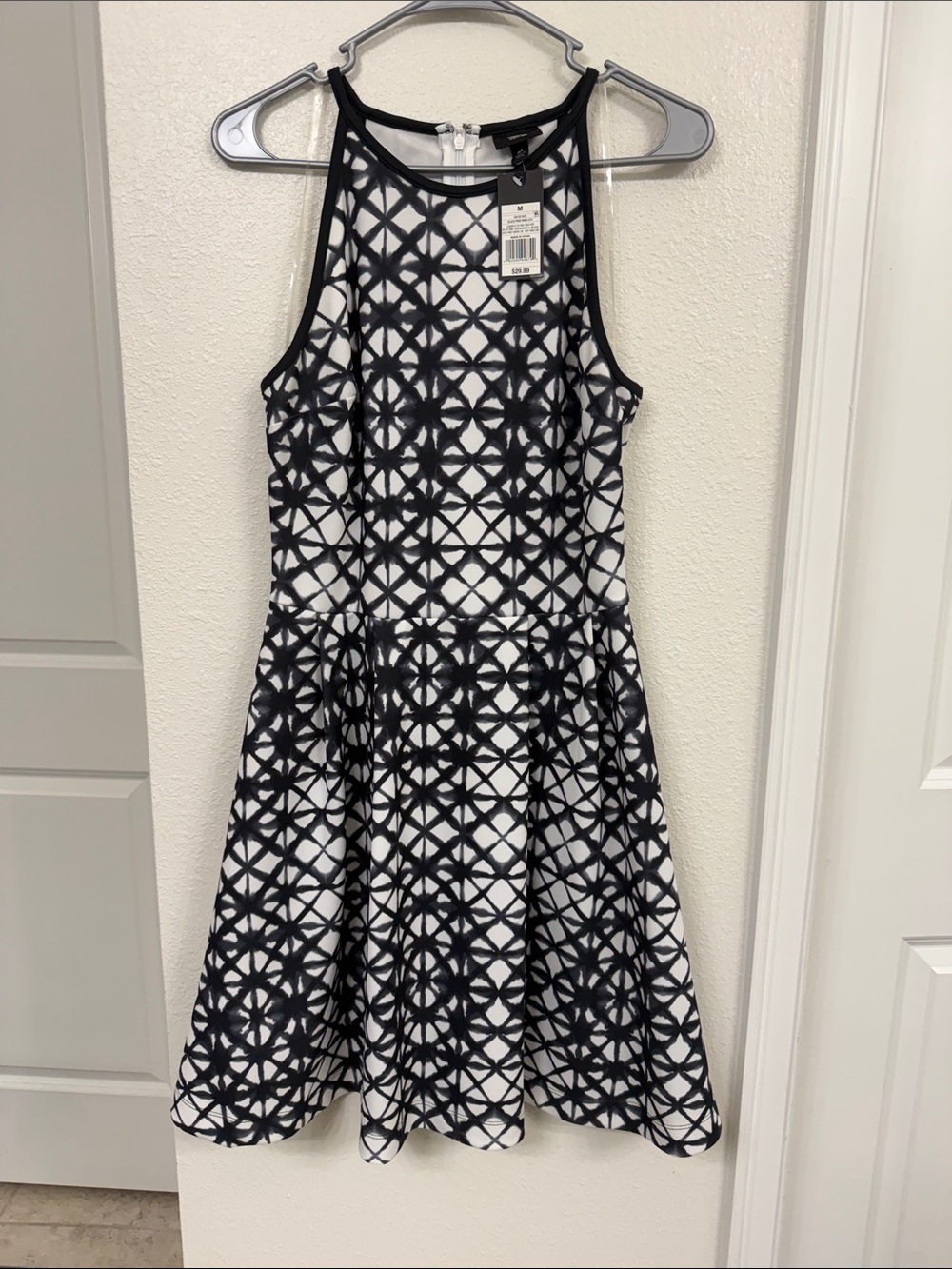 NWT Mossimo Supply Co. Black & White Sleeveless Geometric Fit-and-Flare Dress